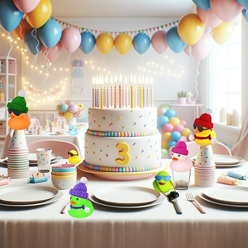 Miniatura 4 de Juego de 20 patos de goma que incluyen tarjetas con texto en inglés "You've Been Duck", pequeños patos, lentes de sol, cámaras, sombrero de lana,