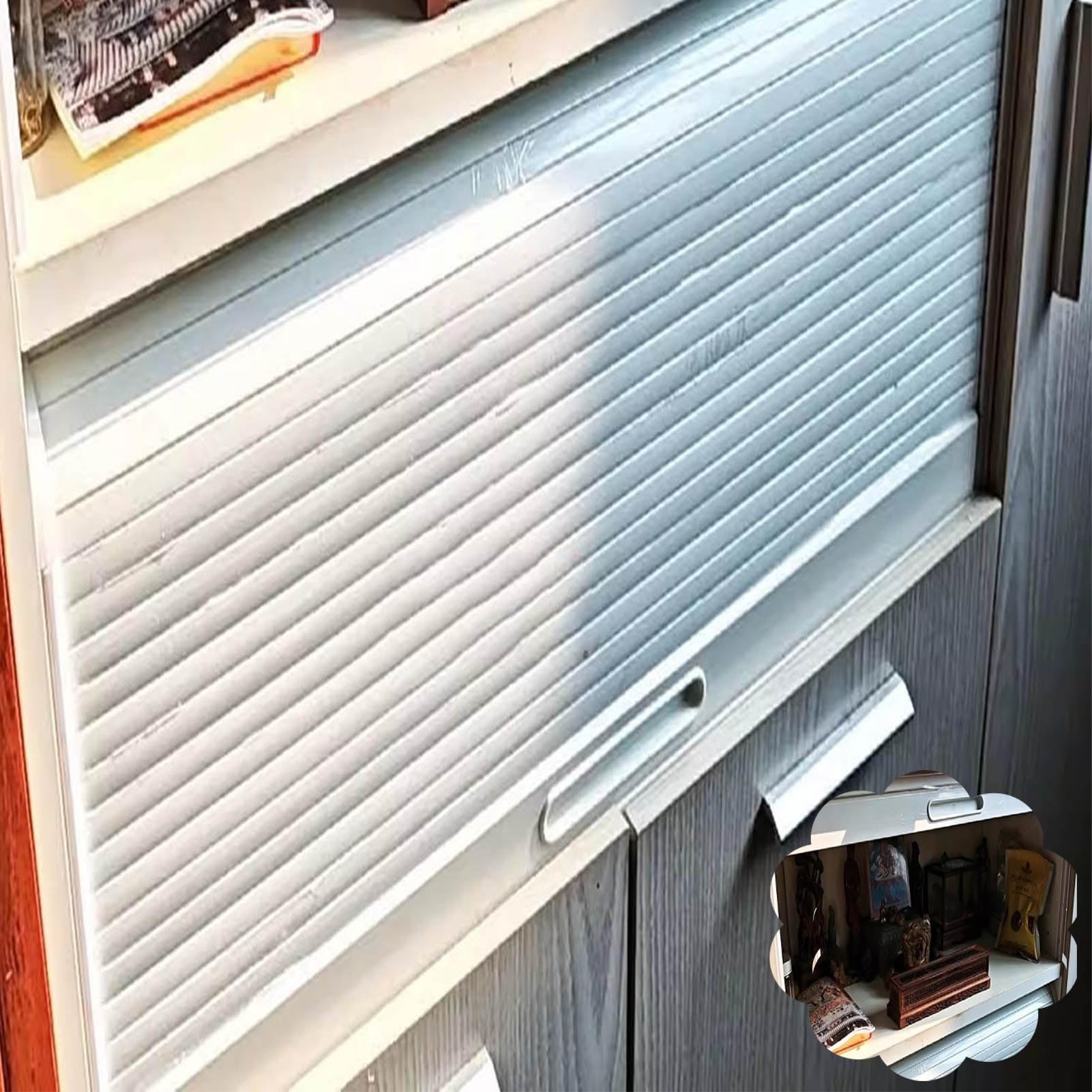 KHLMSRXJ Folding Door Tambour Door Kit Pantry Cabinet Roll Up Doors, Sliding Pull-Down Gate Small Spaces, ABS Shutter Appliance Cupboard Storage Door with Handle(20x36in (51x91.5cm))