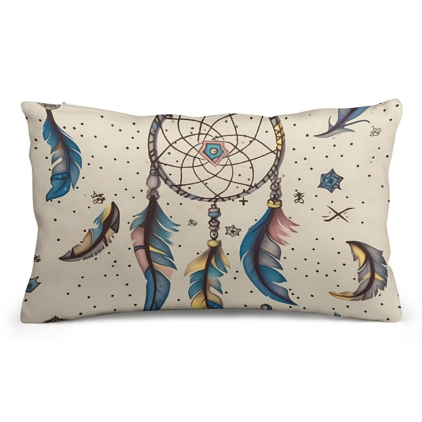 Velvet Pillowcases Standard Size 8"x12", Ultra Soft Breathable Pillow Cases for Bed, Luxury Cozy Fuzzy Pillow Shams, Lumbar Pillow Cover, Dream Catcher and Moon Cushion Case Home Decor