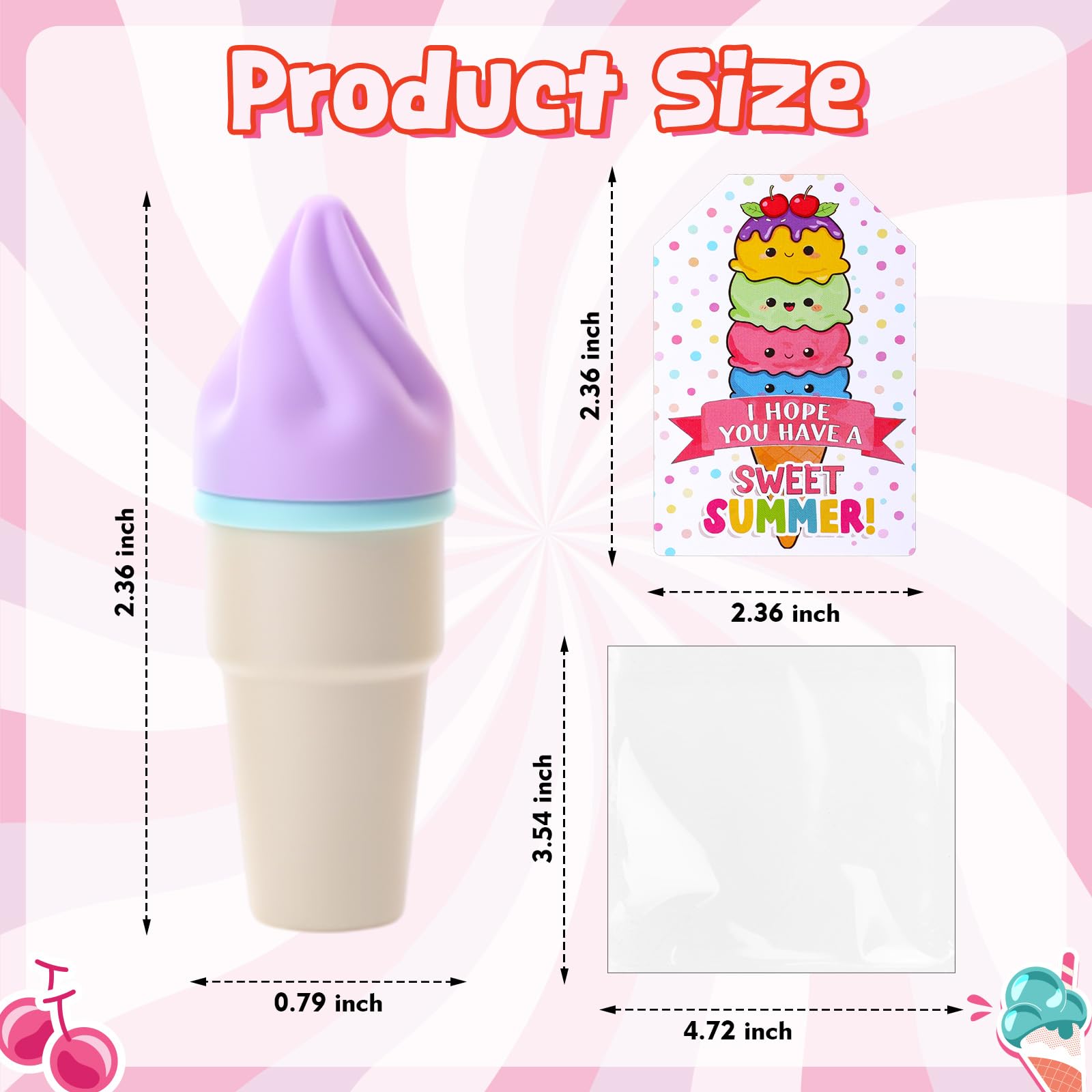 Gueevin 24 juegos de recompensas de regalos de fin de año, resaltadores de helado a granel con tarjetas y bolsas, juego de resaltadores en forma de helado, bonitos marcadores pastel estacionarios para