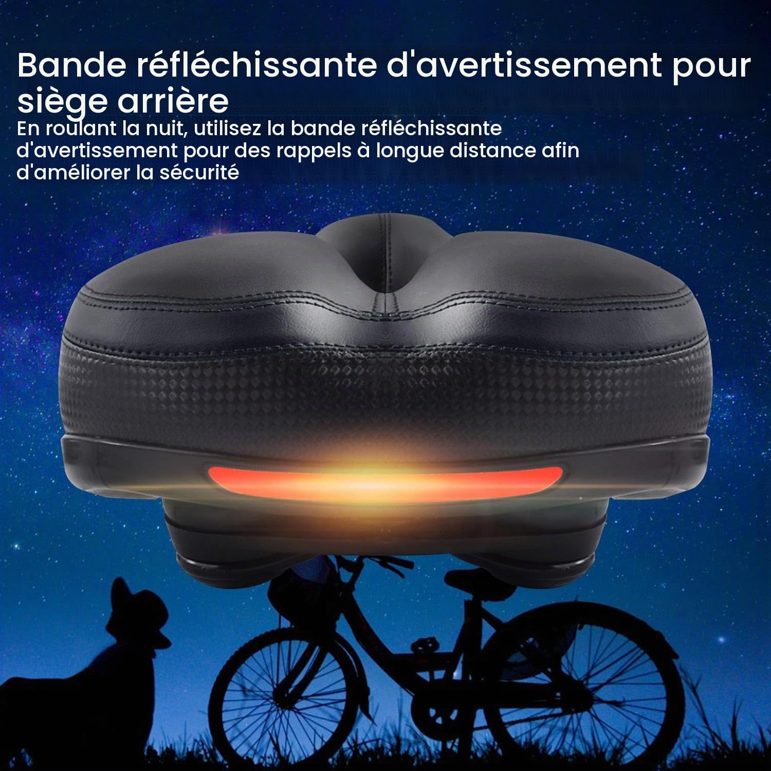 INF Selle de vélo, large et amortissante, modèle universel, siège de vélo ergonomique Noir