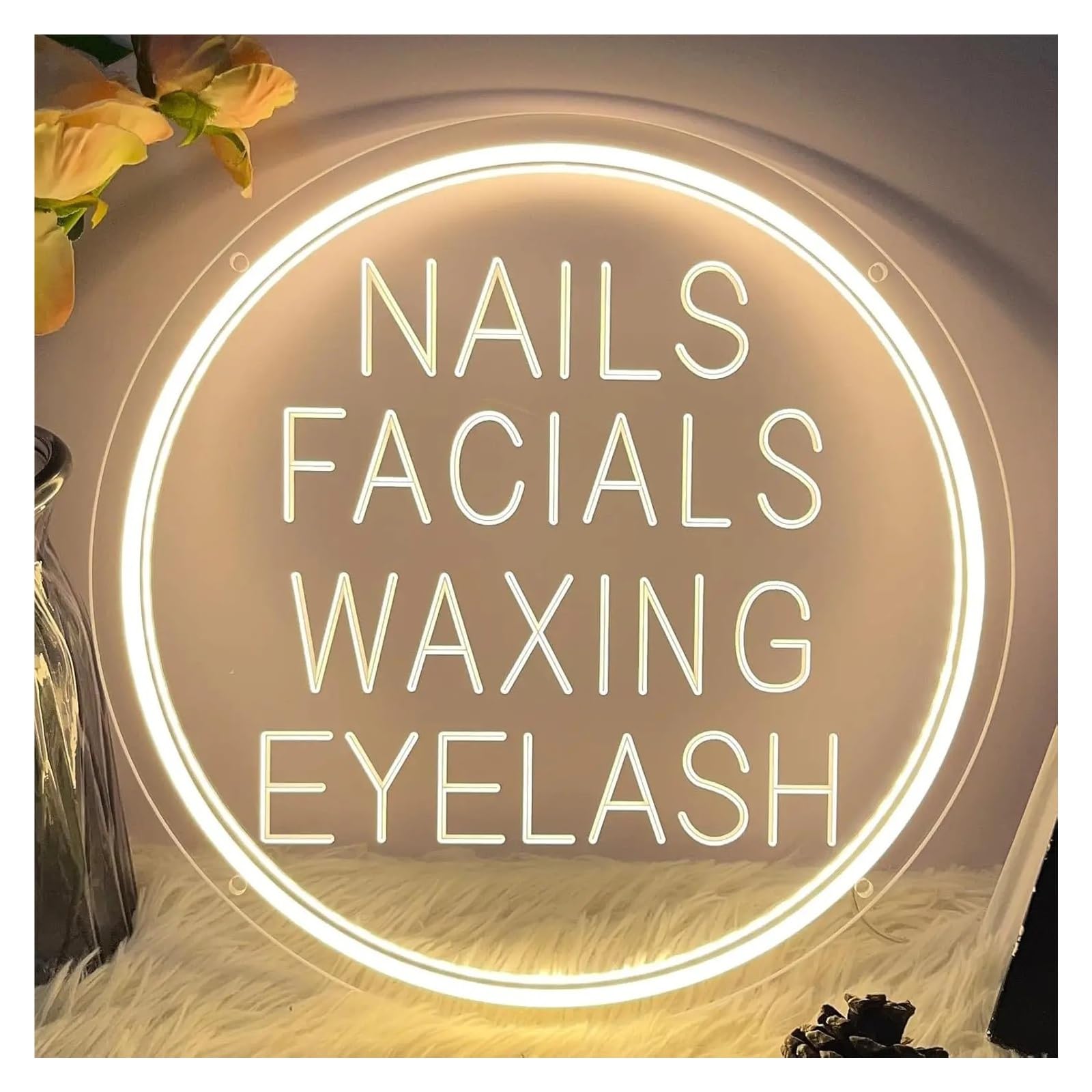 LEMST Signs Lamp Nails Facials Waxing Eyelash Neon Sign Led Advertising Light Beauty Salon Spa Lash Hair Shop Business Decoration 34x34cm/13.39x13.39in