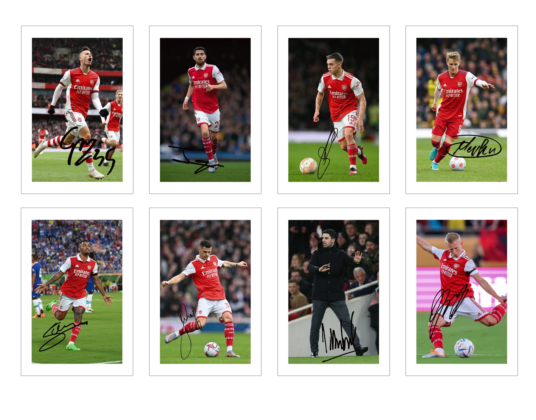 Joueurs d'Arsenal 2023 : lot de 20 tirages photo 6x4 pouces avec signatures
