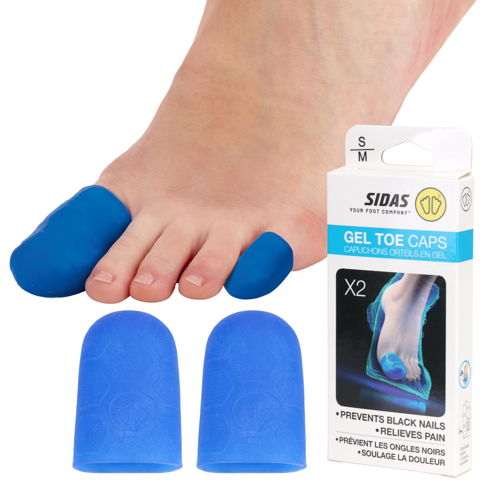 Sidas Gel Toe Caps - Protecciones de Gel para Dedos del pie X2