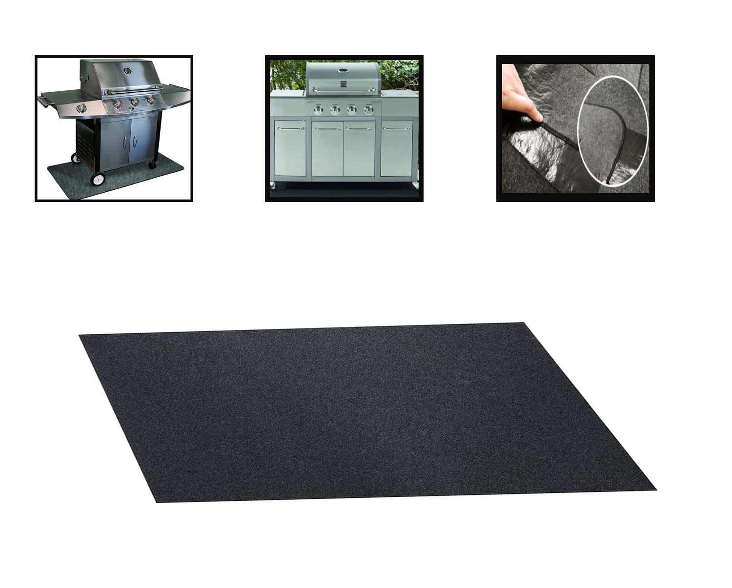 Under Gas Grill Mat, Deck Patio Spill Stain Spark Protection Rug Splatter Flame Retardant Rectangle Protective Mat 48‘’x30‘’