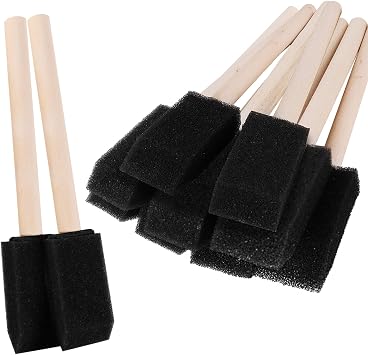 ZUFECY Foam Paint Brushes 18-Pack - 1" Wood Handle Sponge Applicators for Acrylics, Stains, Varnishes & Crafts