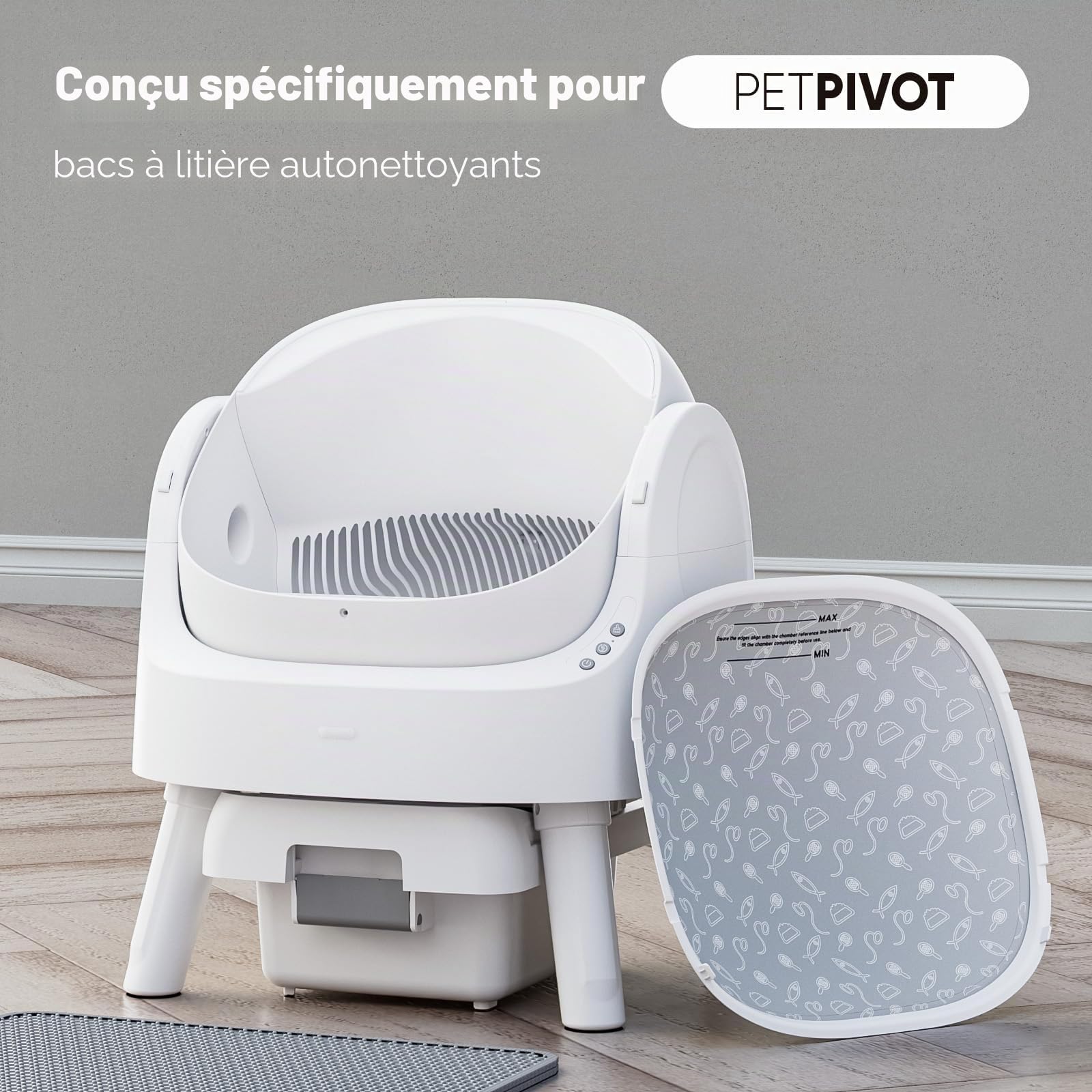 PETPIVOT Lot de 2 bacs à litière autonettoyants – Imperméable, résistant aux Rayures, réutilisable, pour bac à litière autonettoyant, Facile à Nettoyer et à Installer