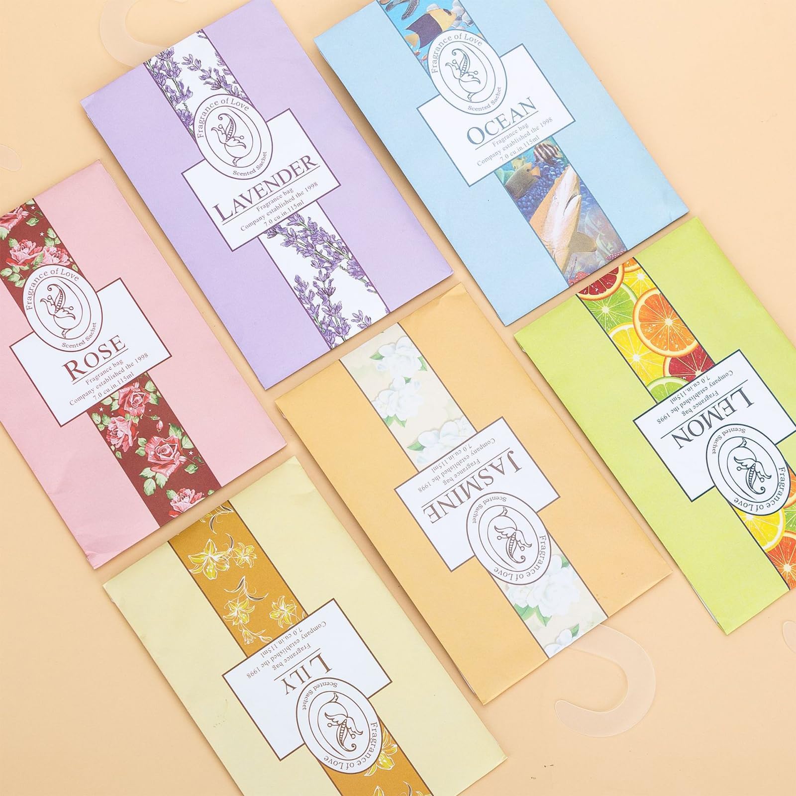 Wardrobe Aromatherapy Clothes Hanger, Fragrance Sachets Bags, Scented Bags For Wardrobe, Hanging Scent Bag, Wardrobe Air Freshener, Sachets Buds Bag, Scented Bags, 2 X Rose, 2 X Ocean