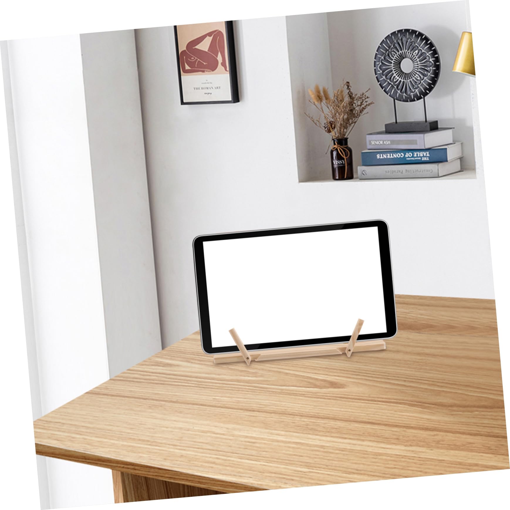 Supporto per Laptop in Legno Beige Regolabile Multiangolo | Dissipazione del Calore, Struttura Pieghevole da Tavolo, Adatto a Libri e Tablet