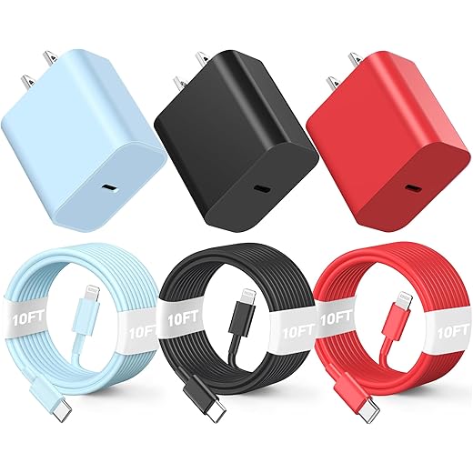 BUSFUL Lightning Cable 10FT - Fast Charging - 3Pack