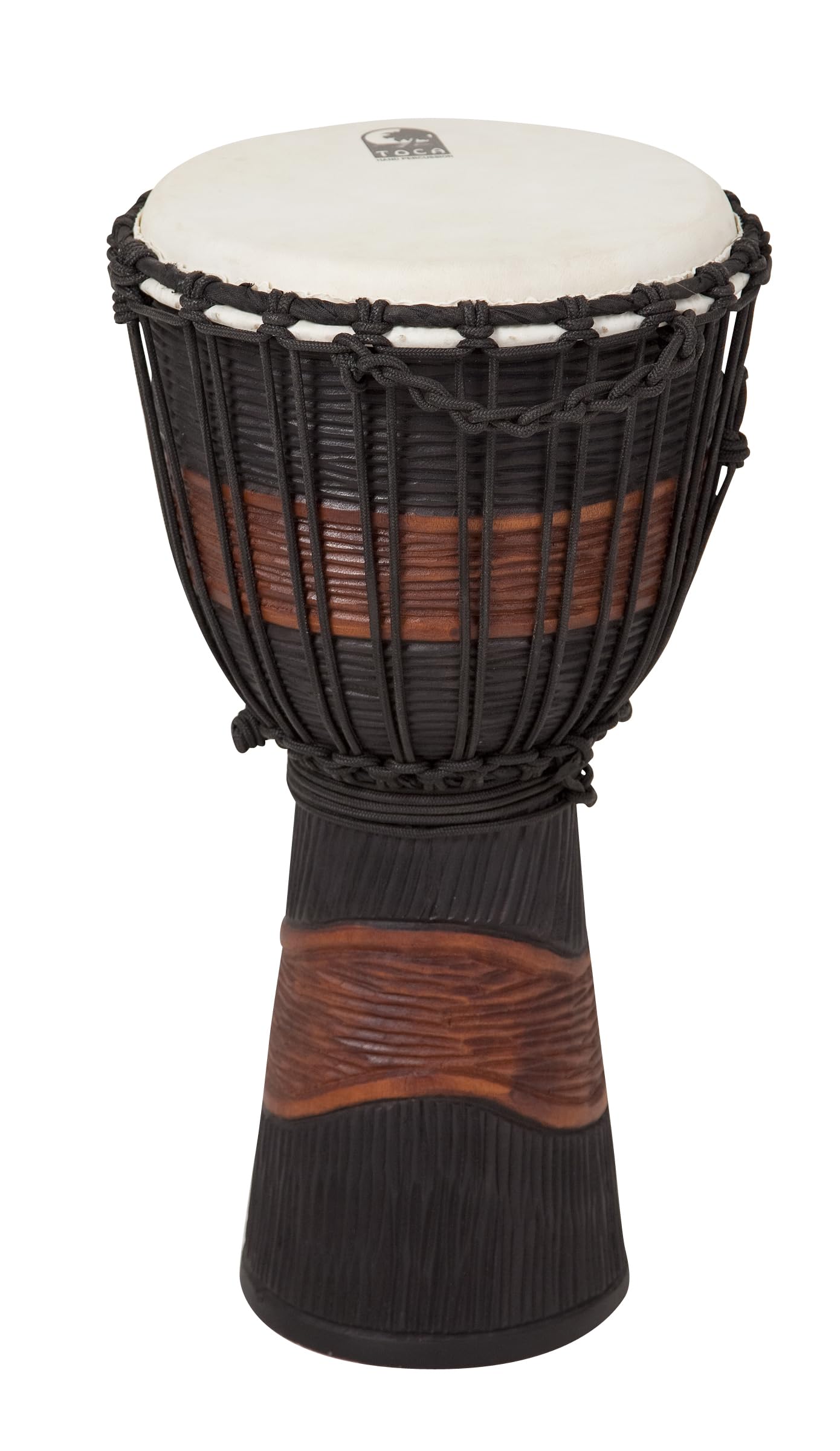 Toca TSSDJ-MB Street Series Rope Tuned Wood Djembe, Small - Brown and Black Stain