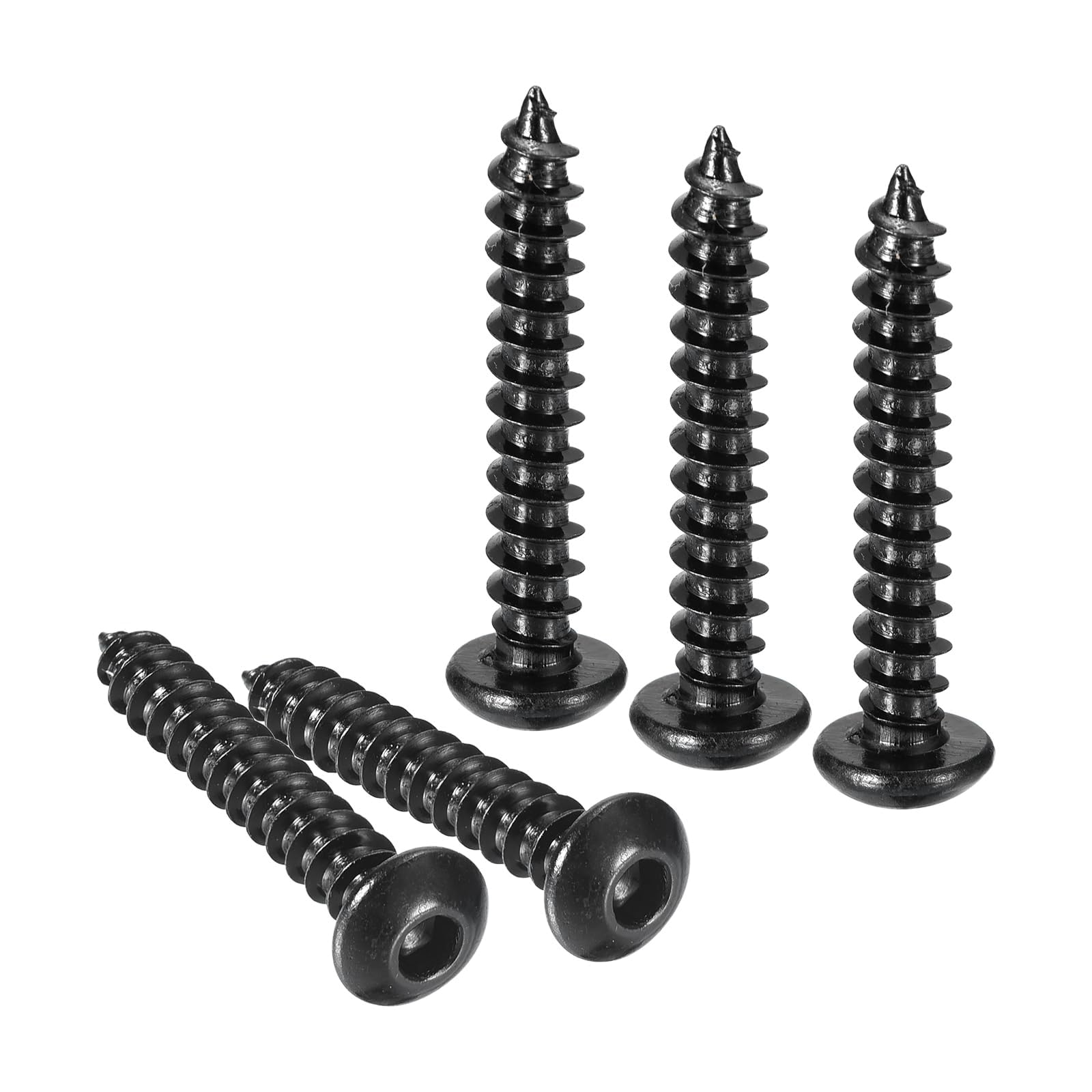 TA-VIGOR M4 Hex Socket Self Tapping Screws 25mm, Black Carbon Steel Pan Head Wood Screws for DIY, Furniture Assembly, Building Materials and Industrial Use