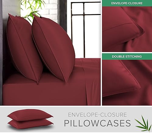 Miniatura 3 de Pure Bamboo Juego de sábanas de 4 piezas, tamaño King, bambú 100% orgánico, lujosamente suave y refrescante, doble costura, bolsillos profundos de