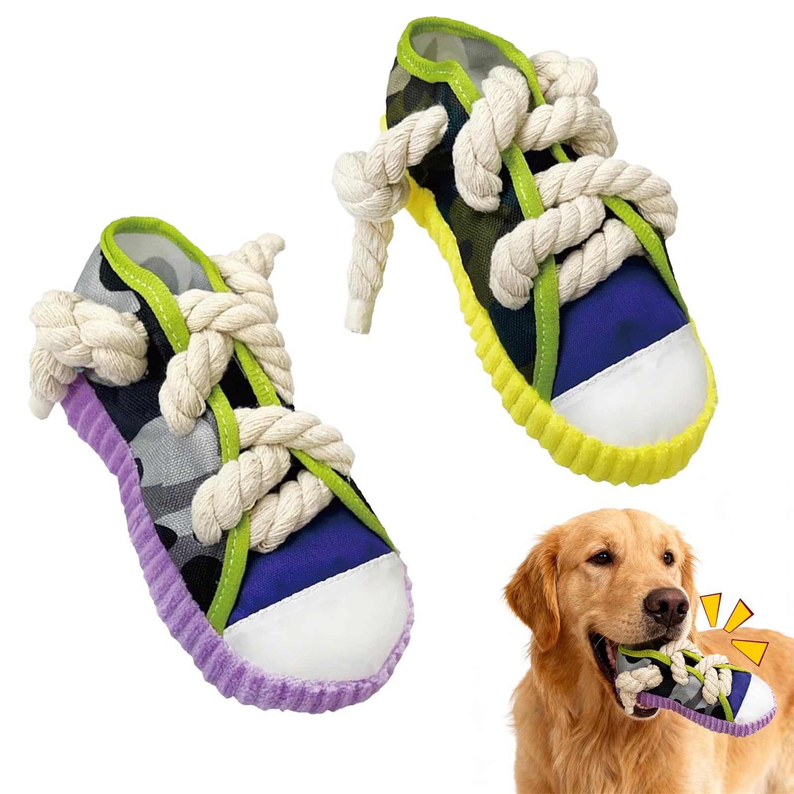 Qwrqwr Dog Shoes Toy Bundle Squeaky Puppy Chew Toys with Rope for Small Dogs and Puppies Interactive and Gnawing