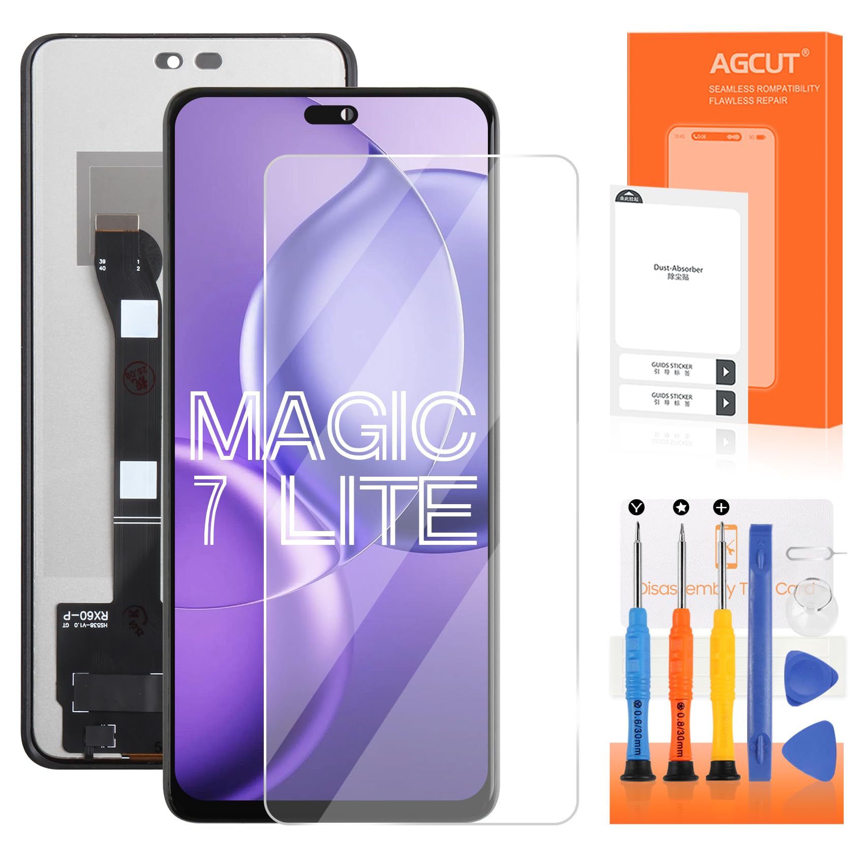 Écran LCD pour Honor Magic 7 Lite avec kit de réparation complet noir - 8