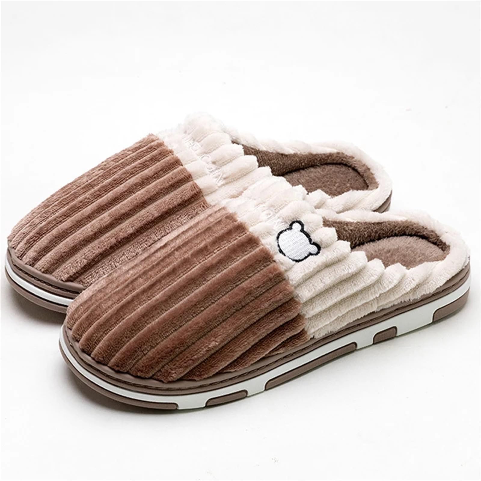 ERHTGUO Smile Women Confinement Soft Cotton Slippers Warm Non-slip Plush Home Men Winter Couple(Color6,44-45)