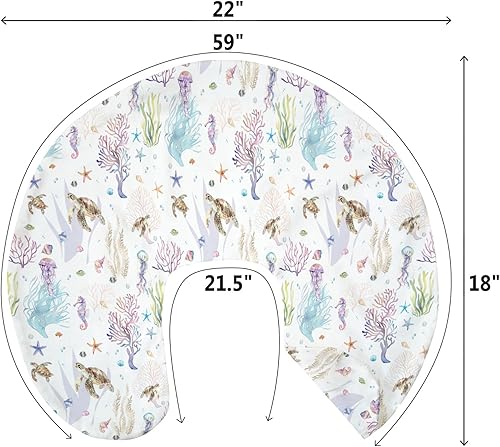 Miniatura 9 de Fundas de almohada de lactancia retro con animales marinos para niños y niñas, estilo bohemio, caballo de mar, tortuga, medusas, estrellas de mar,