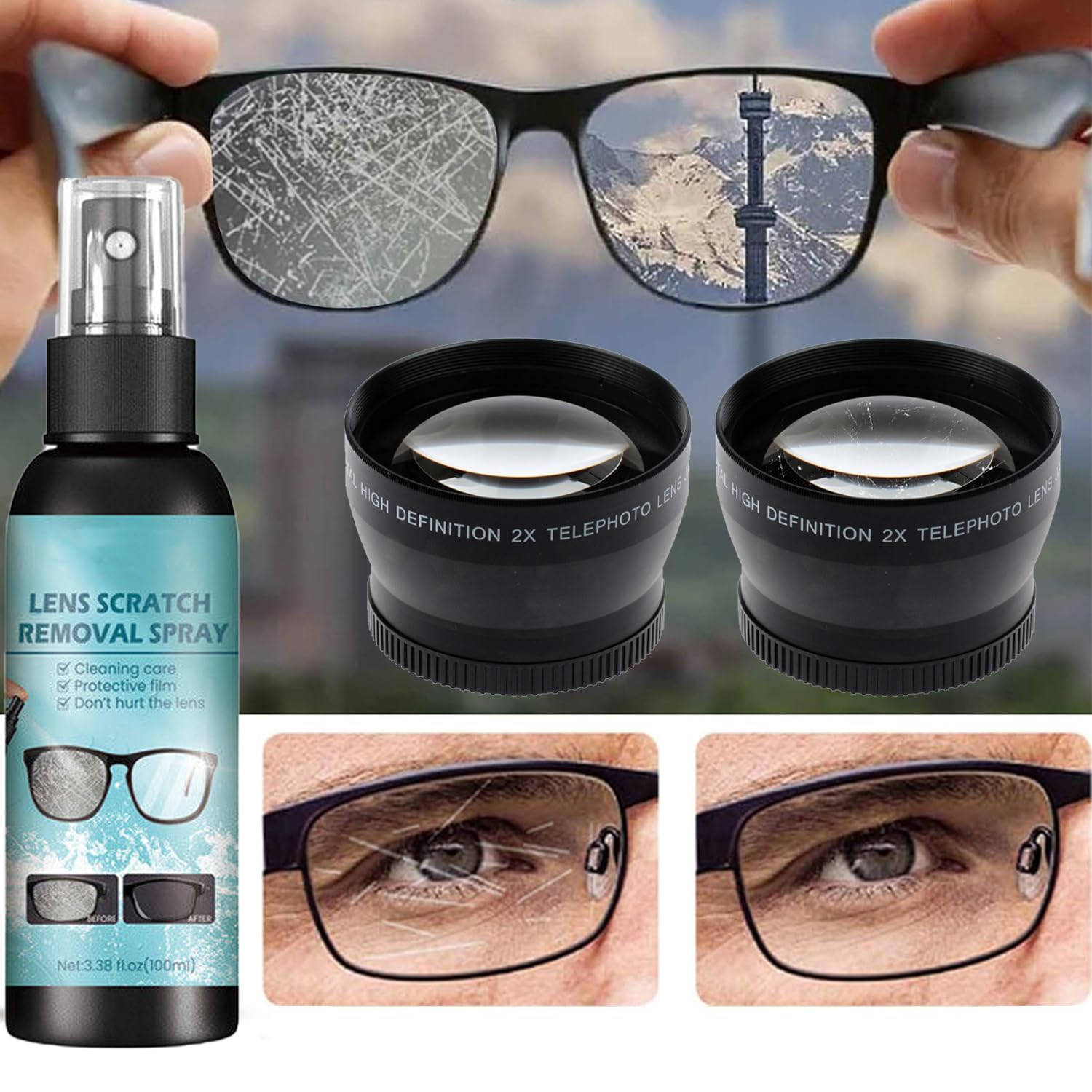EBIZ HIVE Glass Scratch Remover Scratch Remover For Sunglasses Lens Scratch Remover Camara Lens Scratch Remover Eyeglass Scratch Repair Specs Glass Scratch Remover Eyeglass Spray Glass Cleaner(100ml)