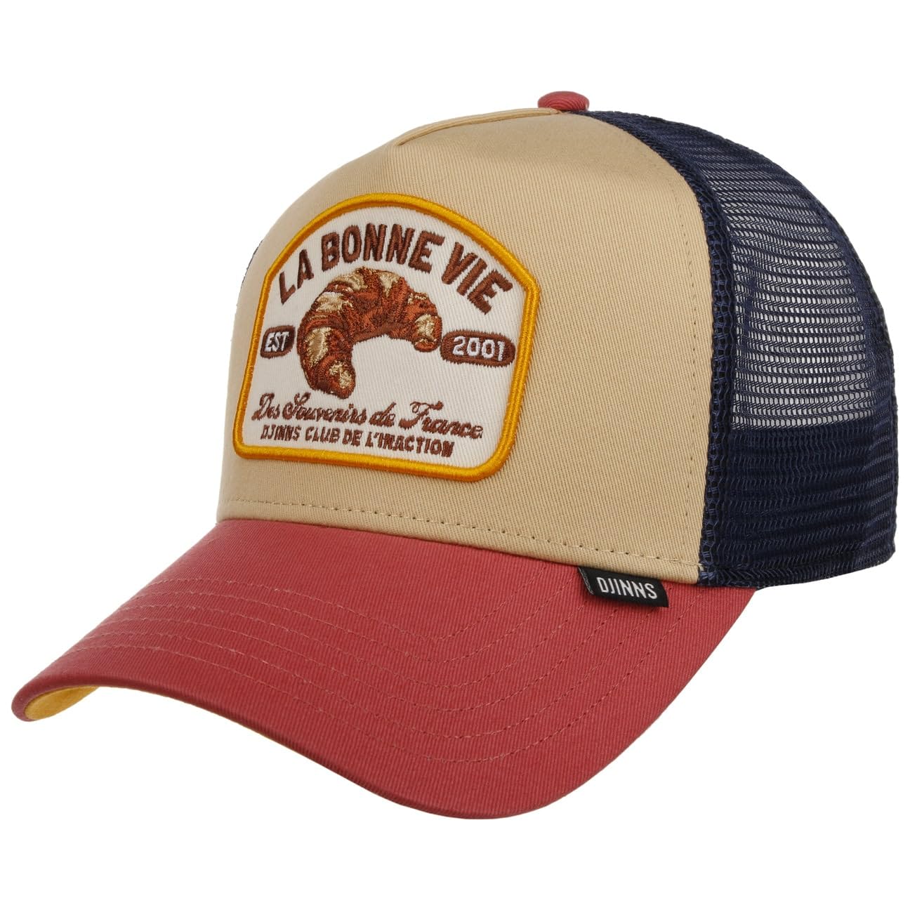 Djinns La Bonne Vie Trucker Cap Basecap Baseballcap Curved Brim Truckercap Meshcap (One Size - Beige-Blau)