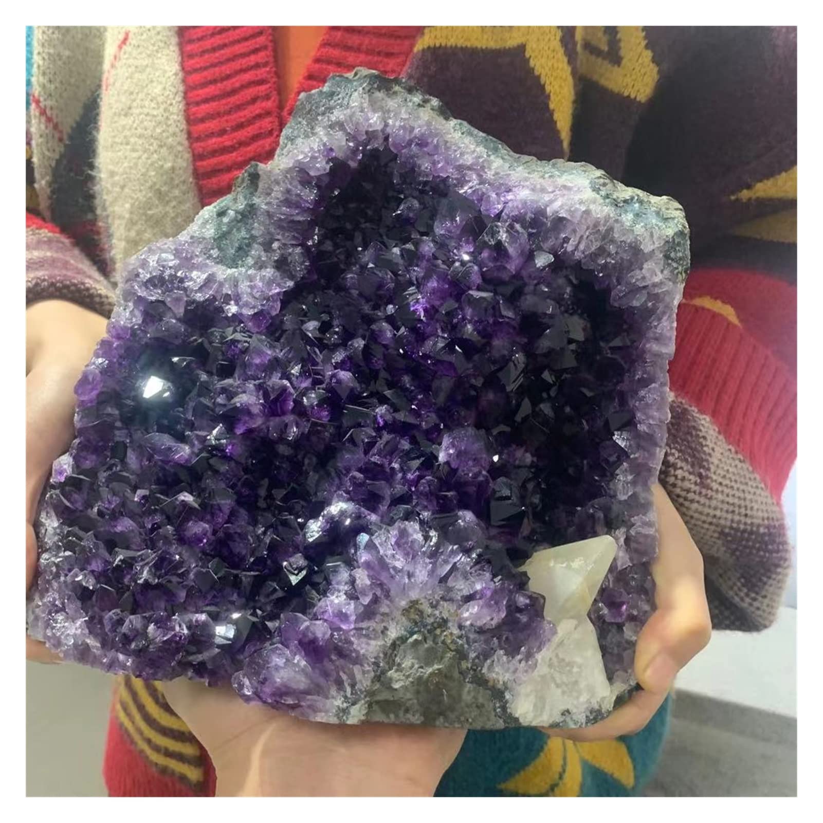 FYUTUR Cristal Natural en Bruto Espécimen de Cristal de racimo de Cuarzo de geoda de Amatista Natural Curación energética