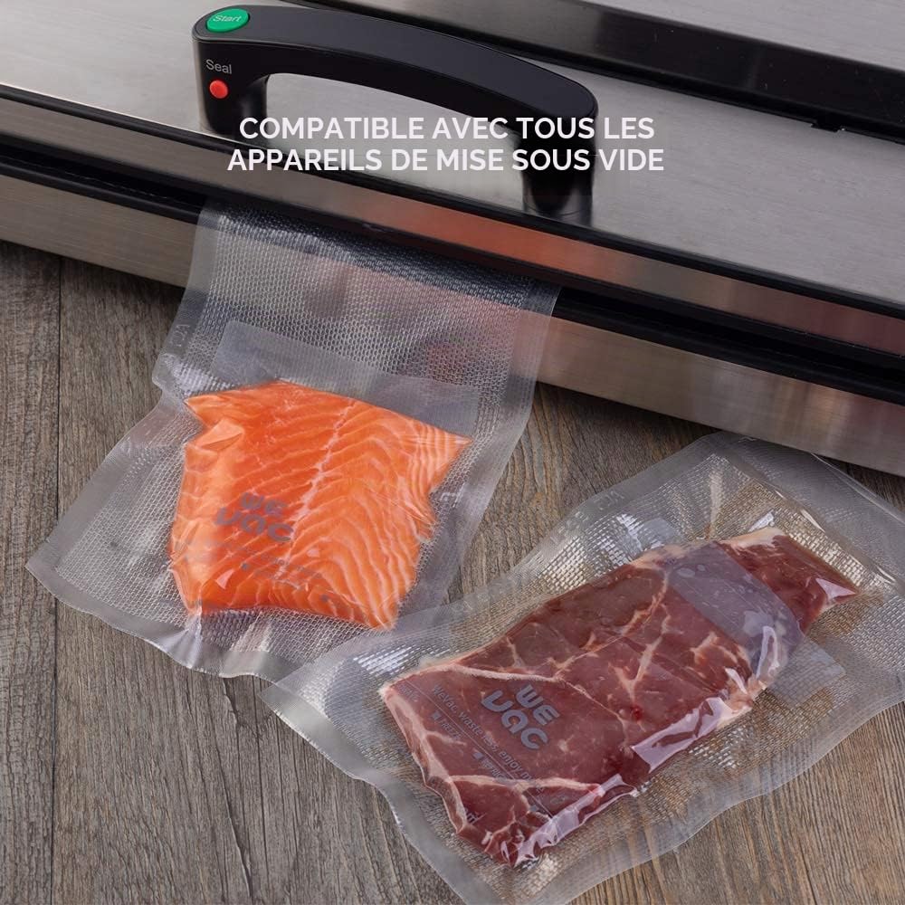 Wevac Lot de 2 Rouleau Poche Sous Vide Alimentaire, 20x3000cm & 28x3000cm avec Boîte à découper, sans BPA, Sac Pour Sous Videuse Alimentaire, Sachet Sous Vide Alimentaire la conservation