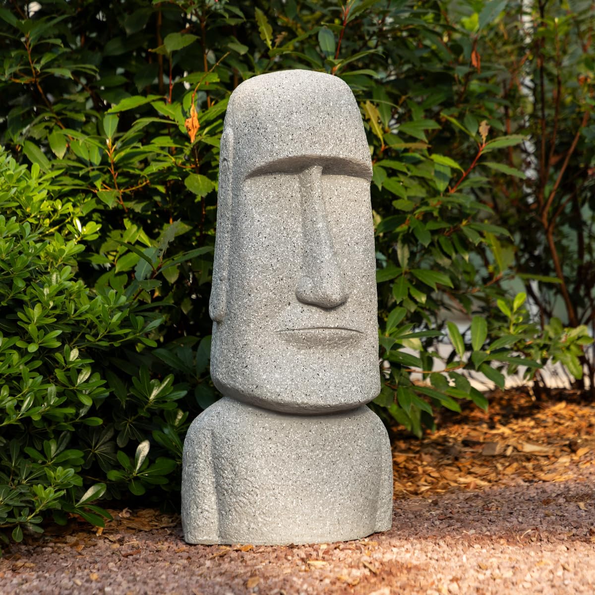 Atmosphera - Statue déco extérieure moaï h.82cm magnésie Gris