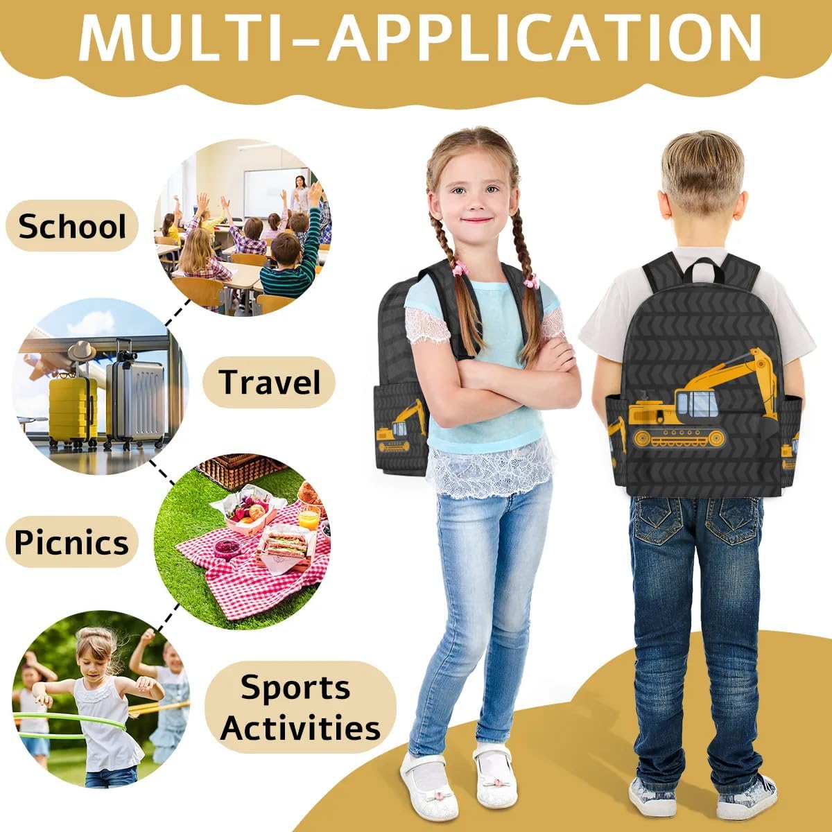 Cute Excavator Kids Backpack for Boys Girls Truck Car Preschool Toddler Backpack Kindergarten Nursery Bookbag Travel Children Lightweight School Bag - Image 7