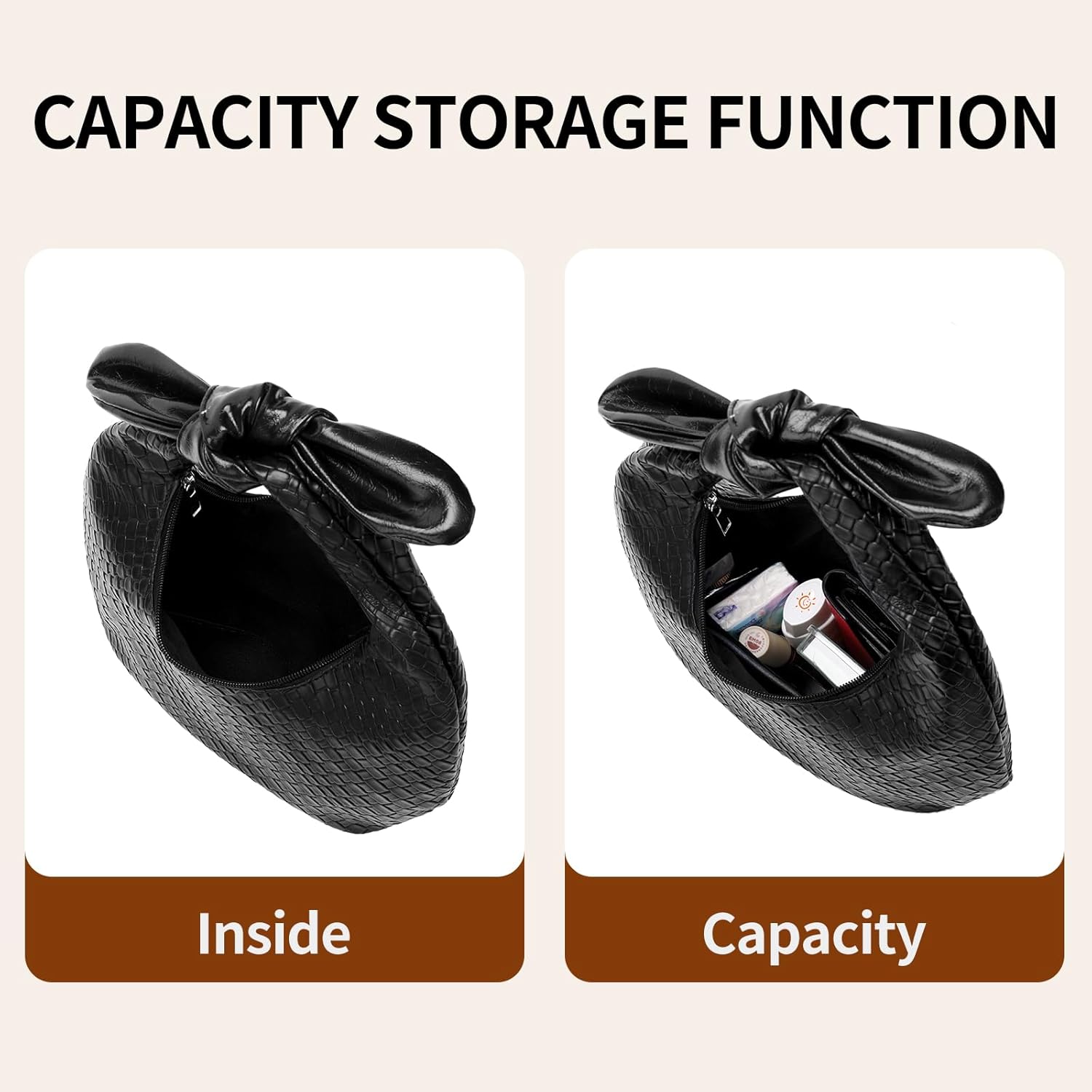 Bow Clutch Purses for Women Summer Woven Handbags Hobo Evening Bag - Image 6