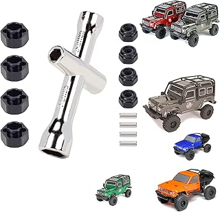 RCAWD Brass Weighted Wheel Hex 7mm & Locknuts & Pins for 1/24 ECX Barrage & FTX Outback Mini & RGT Adventurer Crawler Upgrades Parts, Hex Wheel Hubs Adapter Hop Ups for FTX8875 Black