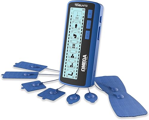 OMEGA Ultimate TENS - Unidad combinada de estimulador muscular, 24 modos para aliviar el dolor y los músculos, masajeador de pulso recargable con