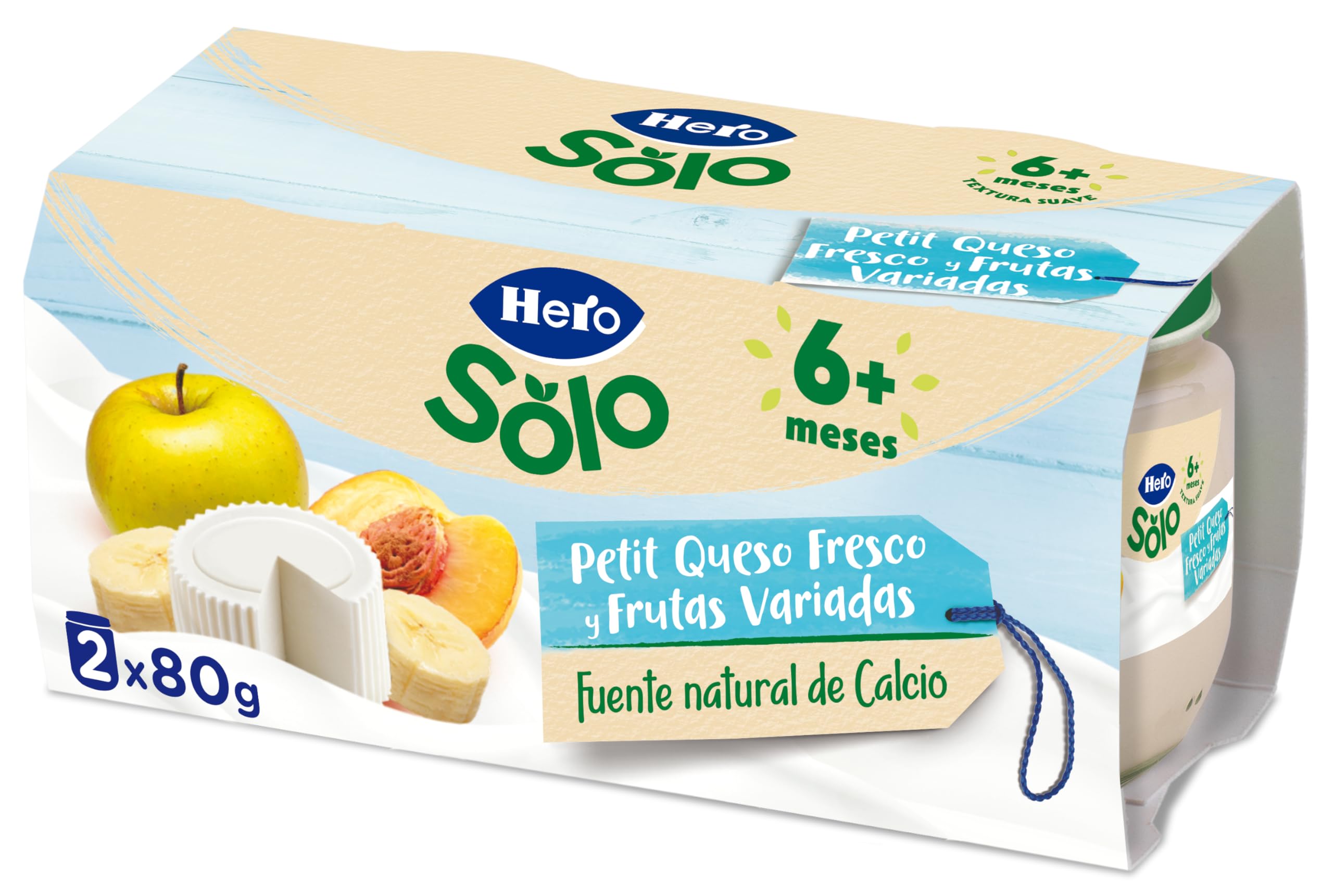 Hero Baby Petit Tarritos de Queso con Fruta Variada, Pack 2x80gr
