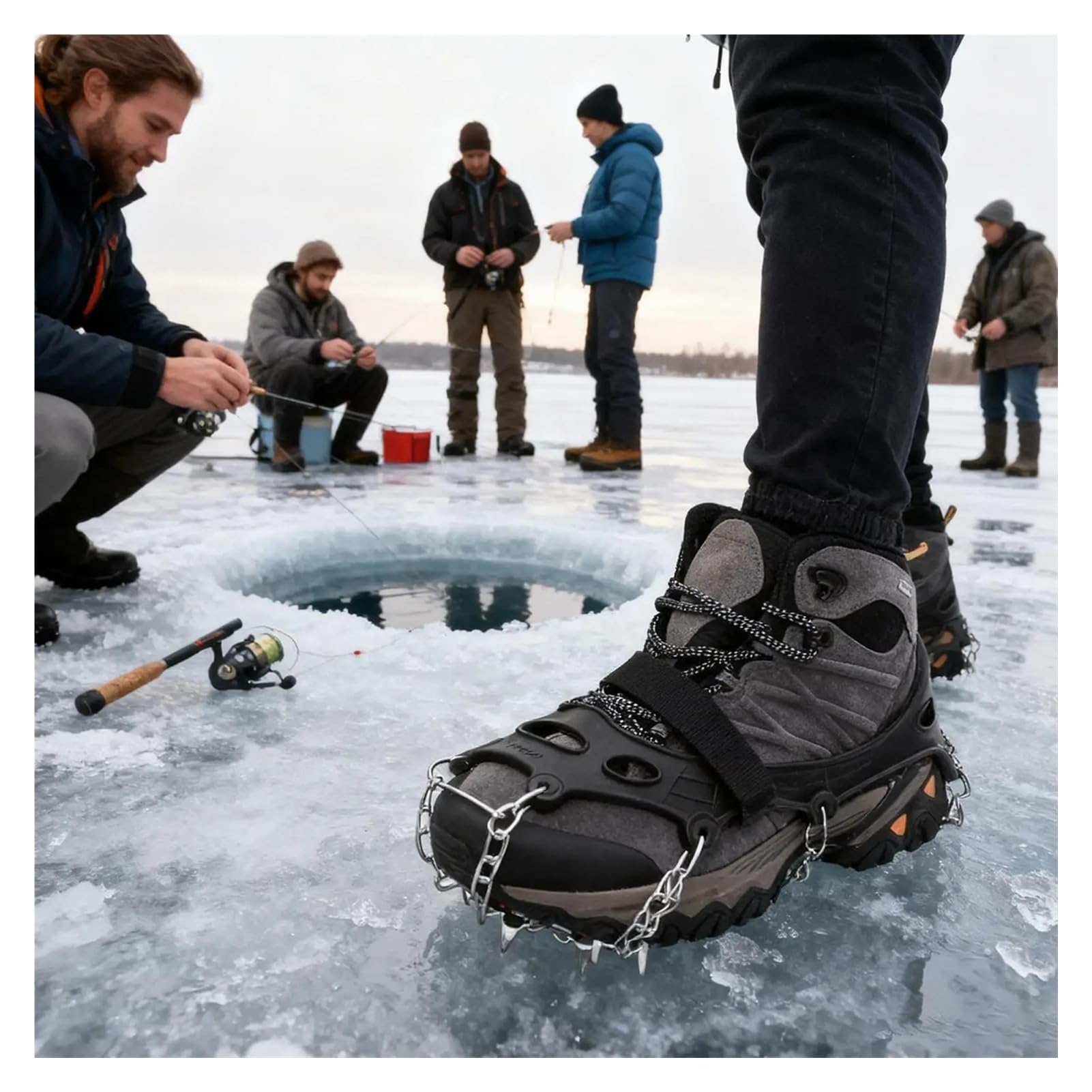 Punta da neve for scarpe 19 denti Rampone da trazione invernale Punta for scarpe antiscivolo for ghiaccio for donna Uomo Escursionismo Arrampicata