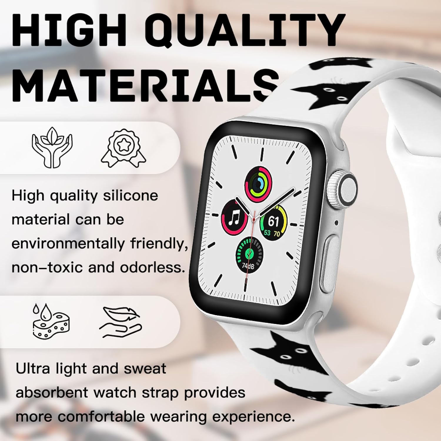 Watch Bands Compatible with Apple Watch Band 38mm 40mm 41mm 42mm 44mm 45mm for Women Men, Soft Sport Strap Silicone Replacement Wristband for iWatch Series SE 10 9 8 7 6 5 4 3 2 1 - Image 3
