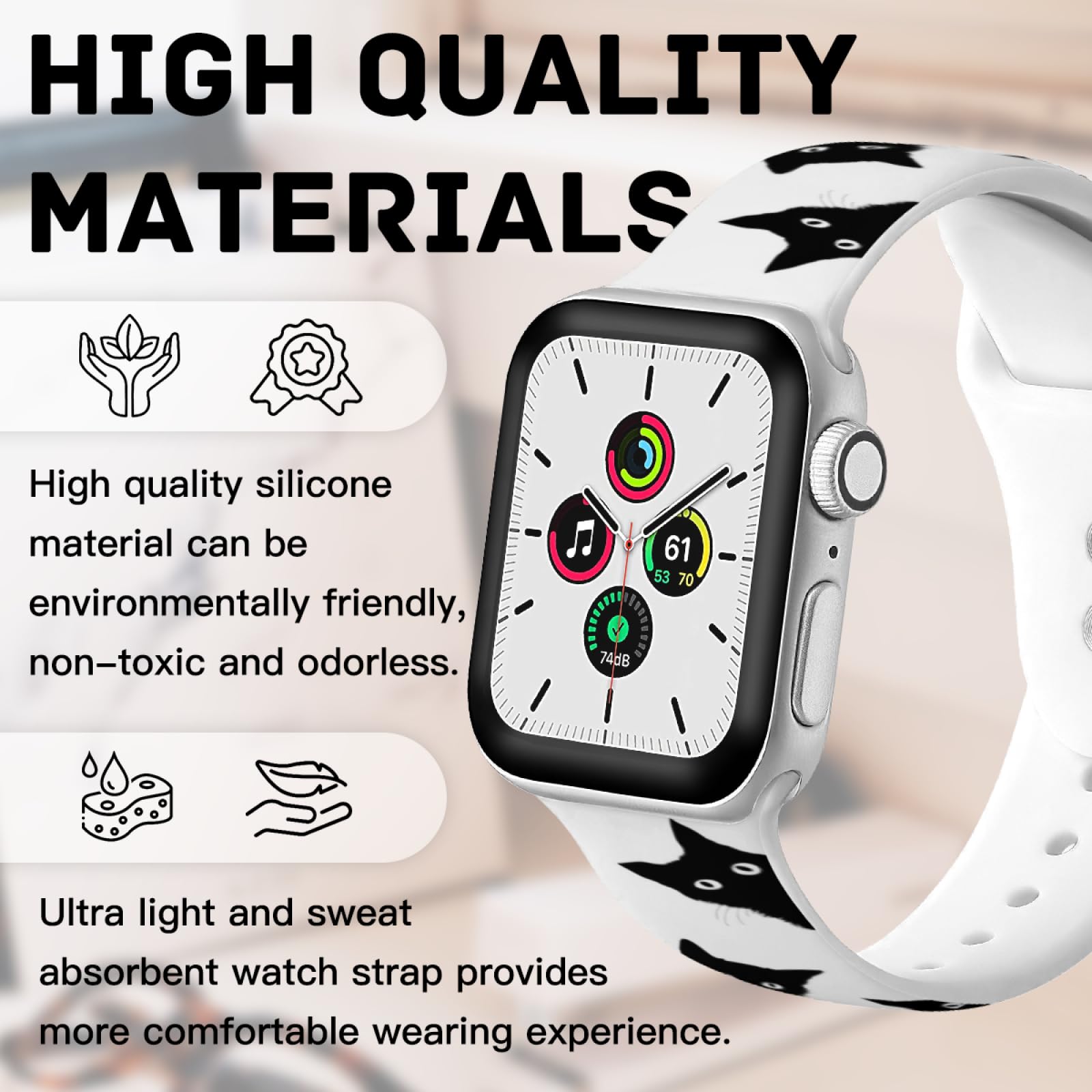 Correas de reloj compatibles con Apple Watch Band de 38 mm, 40 mm, 41 mm, 42 mm, 44 mm, 45 mm, para mujeres y hombres, correa deportiva suave de silicona de repuesto para iWatch Series SE 10 9 8 7 6 5