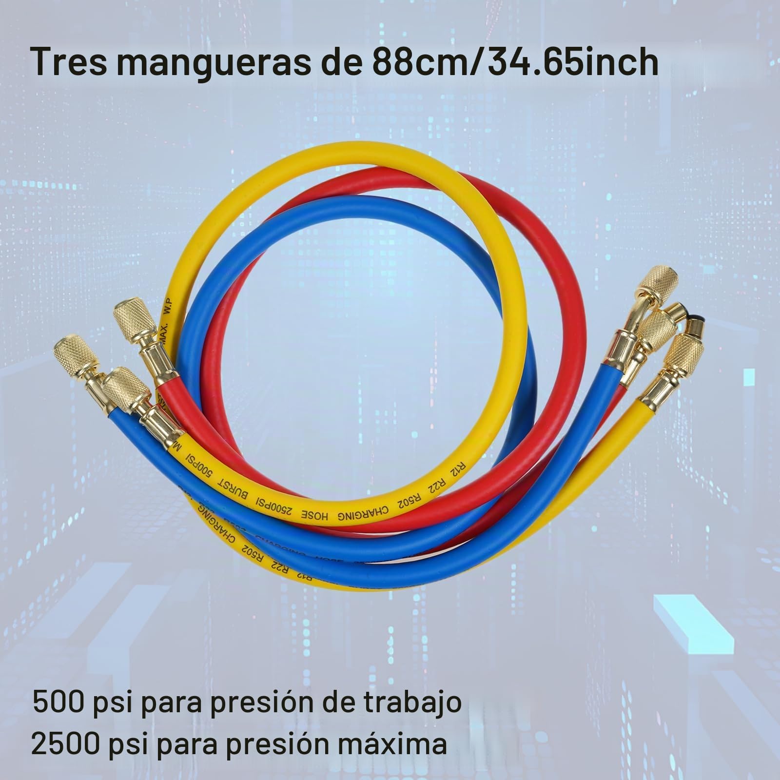 Shkalacar - Manómetro AC para R134a, R32, R22, R410A - Conjunto de colector 3 vías con adaptador