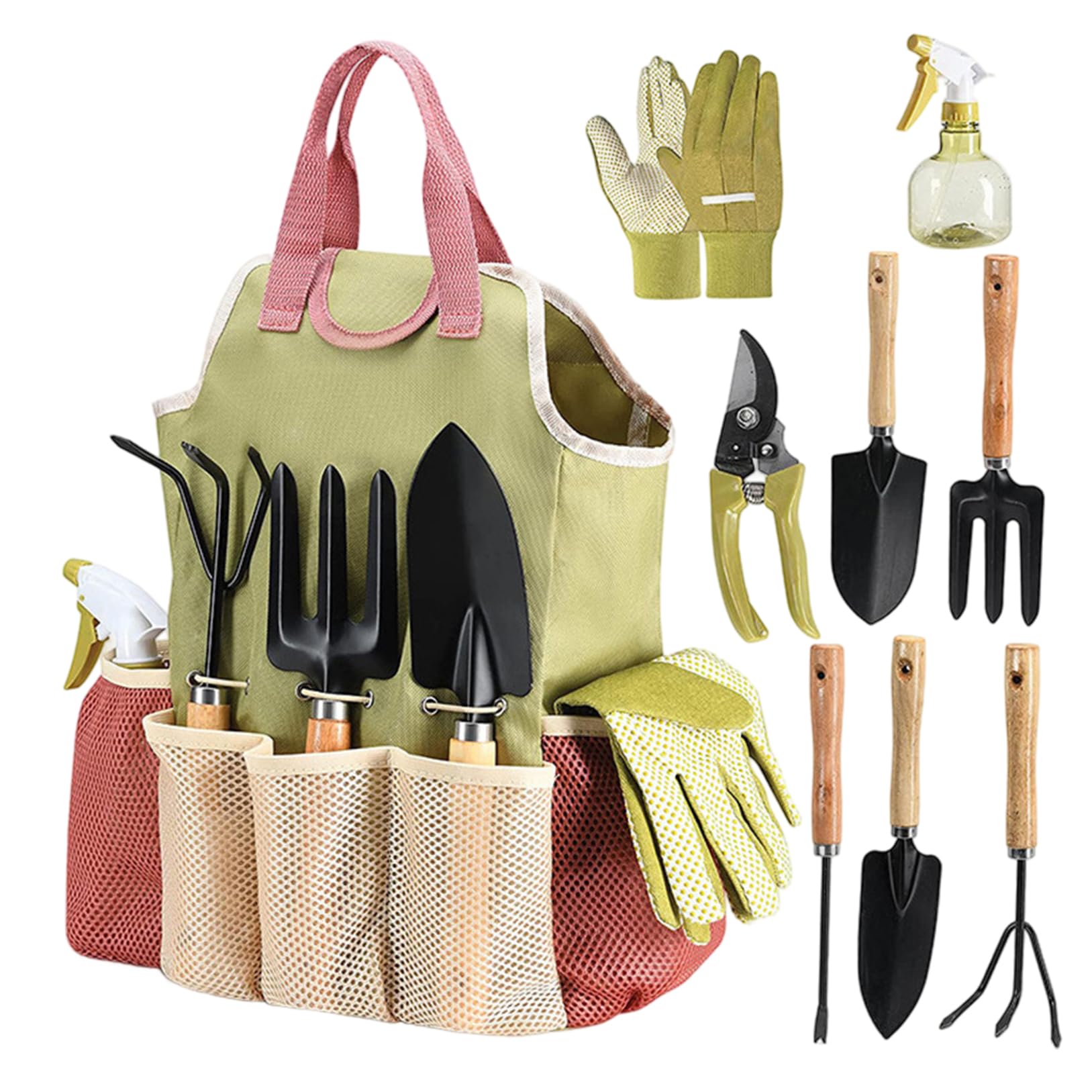 Kit d'outils de jardinage 9 pièces avec sécateur et pelle ergonomique