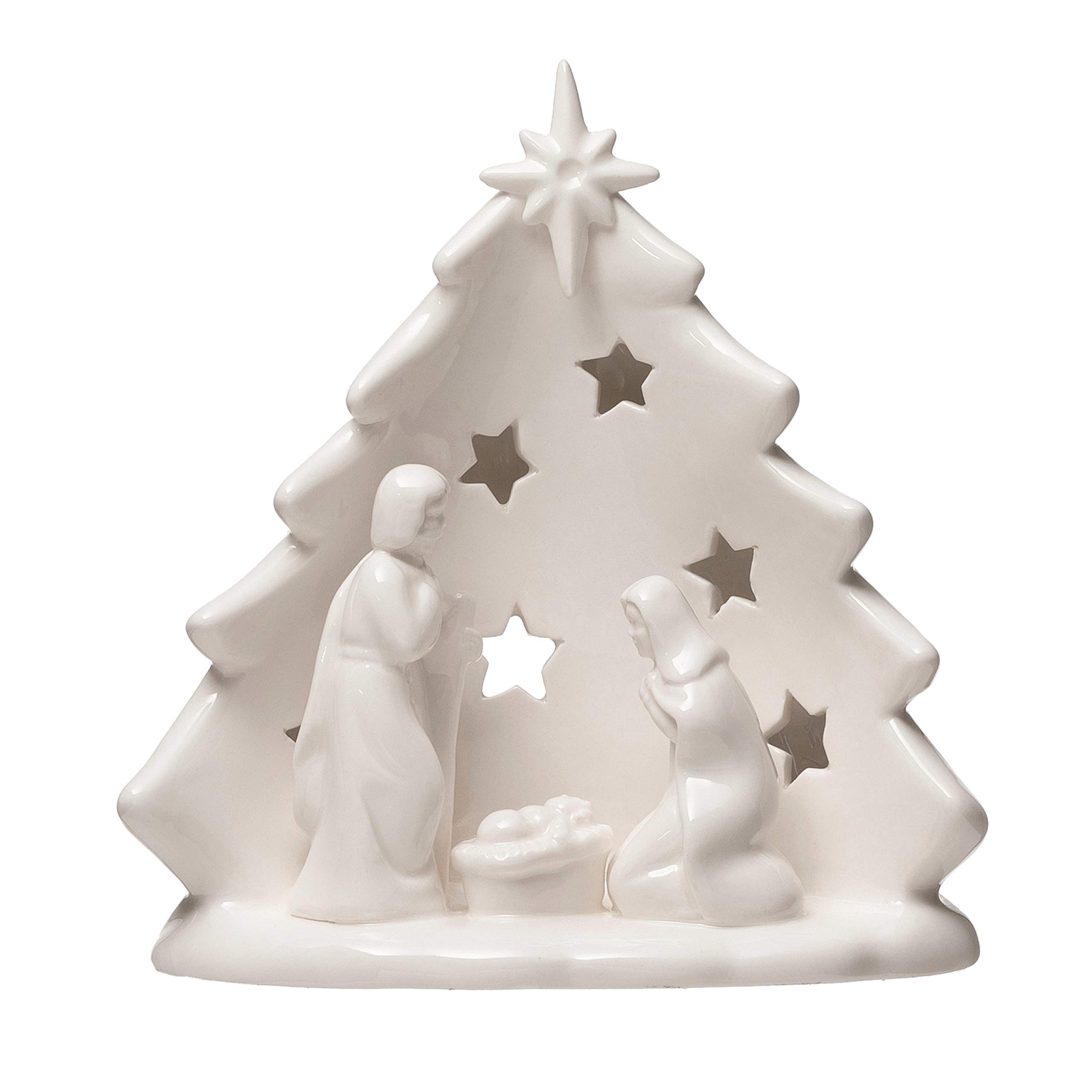 Creative Co-Op U x 10,16 cm G x 13,24 cm Y Ağaç ve Kesimli, Beyaz Figürler ve Heykelcikler, Çoklu Seramik