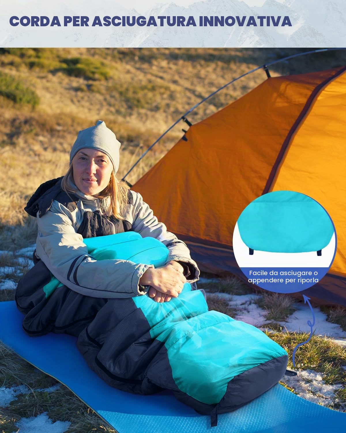 Sacco a Pelo Per Adulti: Sportneer Sacco a Pelo a Mummia 3-4 Stagion Ultraleggero Sacco a Pelo Campeggio, Leggero Impermeabile Sacco a Pelo Compatto per Trekking Alpinismo
