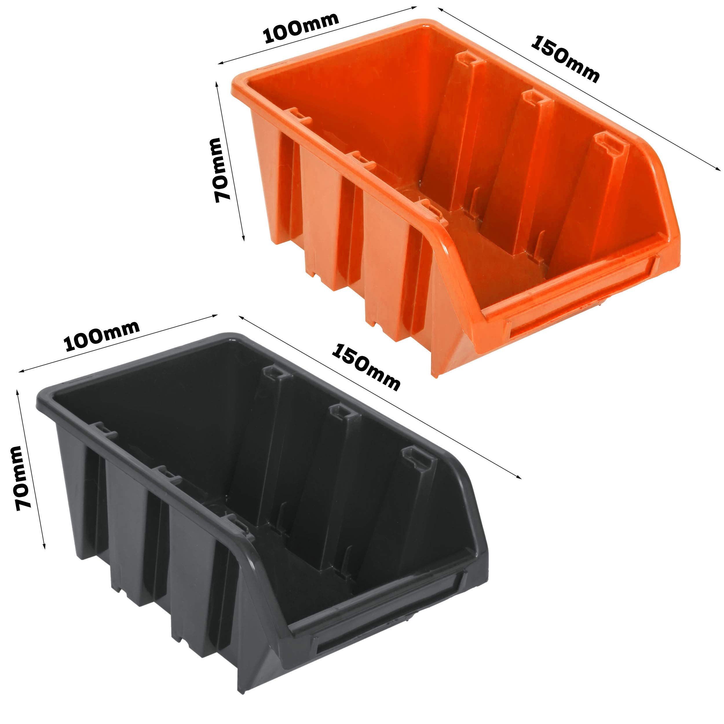 System magazynowy regał ścienny 1152 x 780 mm, uchwyty narzędziowe, 44 szt. pudełek do układania w stos pojemniki do przechowywania pojemników, bardzo mocne płyty ścienne, regał, możliwość rozbudowy, regał warsztatowy, magazyn, regał warsztatowy regał ści