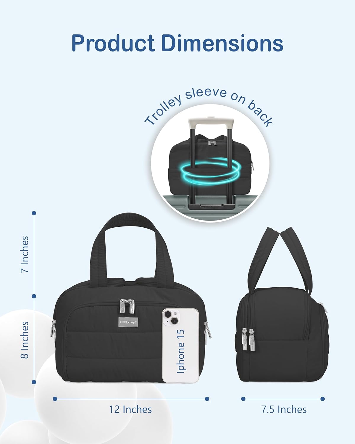 TOPDesign Travel Toiletry Bag for Women, Puffer Large Toiletry Bag, Lightweight Cosmetic Makeup Organizer with Handle for Traveling, Accessories, Essentials, Toiletries (Black) - Image 3