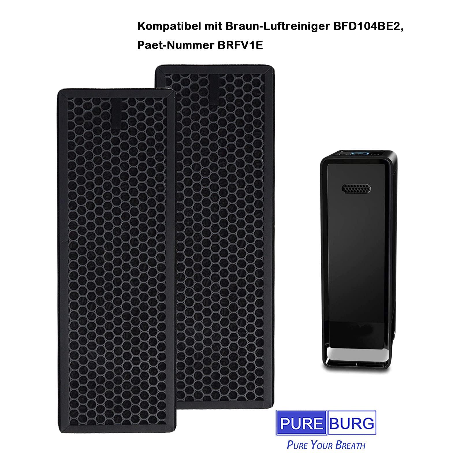 Vhbw Filtre à Charbon Actif Compatible Avec Braun Scan & Clean BFD104BE Purificateur Dair Filtre A Air Noir 81237195