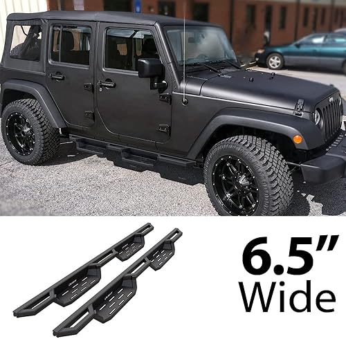 Miniatura 8 de HD Ridez Armadura de escalones de acero inoxidable compatible con Jeep Wrangler JK 2007-2018 de 4 puertas (los estribos laterales de fábrica o