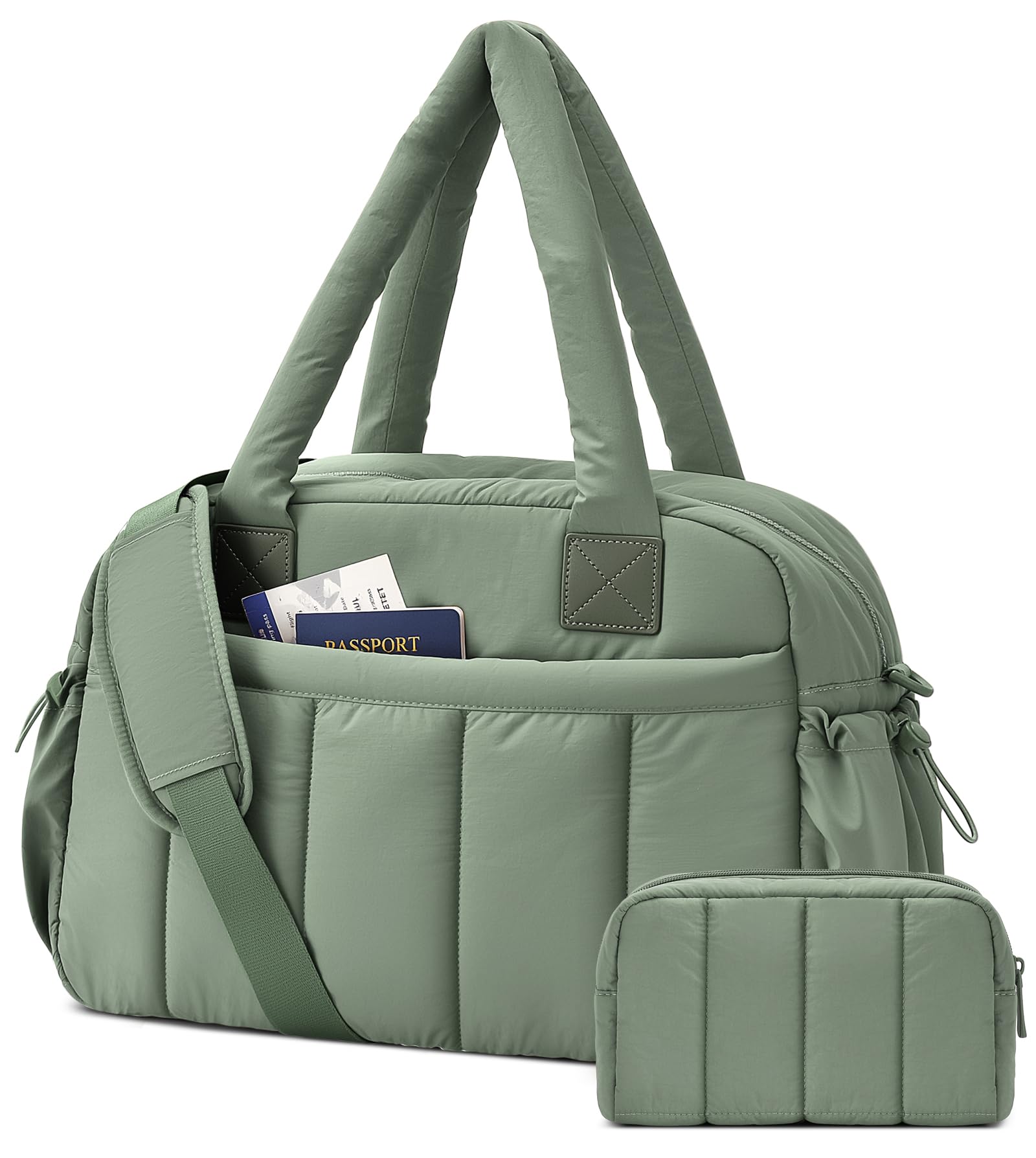 oscaurt Gym Bag Puffer Travel Duffle Bag Handbags for Women with PVC Wet Pocket Carry On Hand Luggage for Hospital Work Overnight