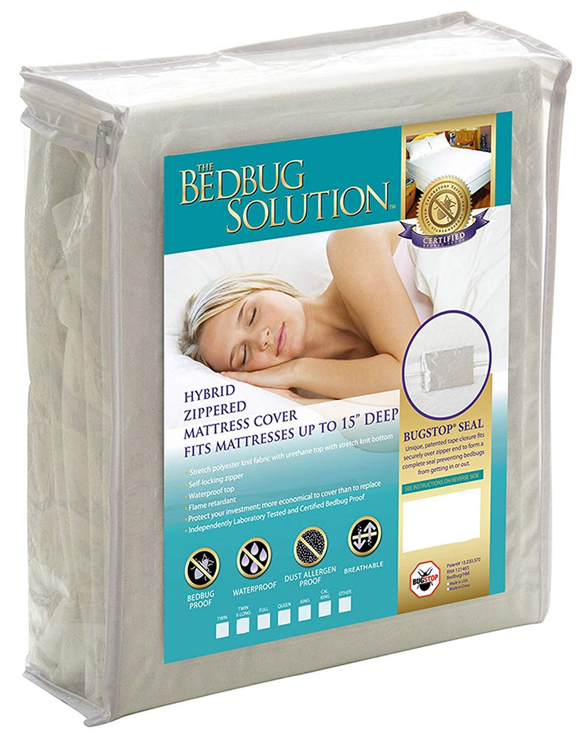 BARGOOSE HOME TEXTILES, INC. Bedbug Solution Hybrid, Zippered Waterproof Mattress Cover. Fits Mattresses up to 12 Inches Deep, White (Cal King)