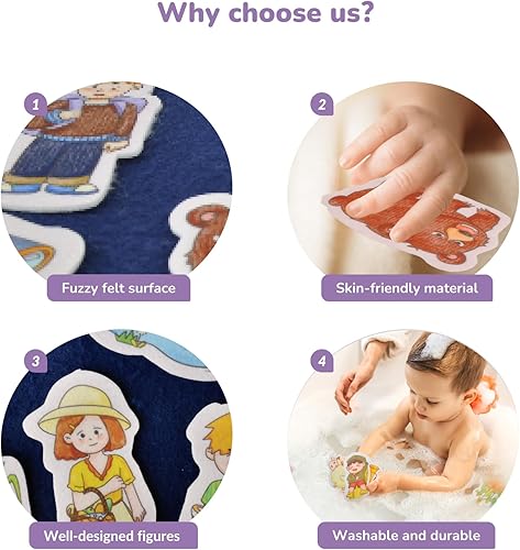 Miniatura 3 de CHEFAN Juego de 4 tablas de fieltrofranela, piezas de fieltro precortadas para niños en edad preescolar, vamos a cazar osos, Mary Had A Little Lamb,