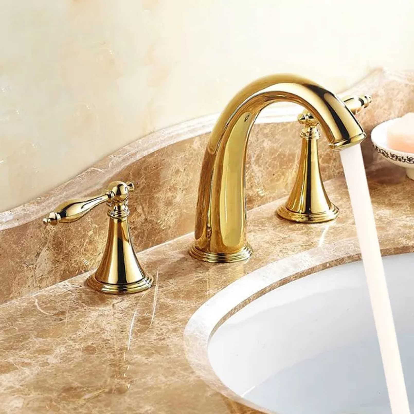 Robinet de lavabo en laiton anti-calcaire fini or pour éliminer les fuites