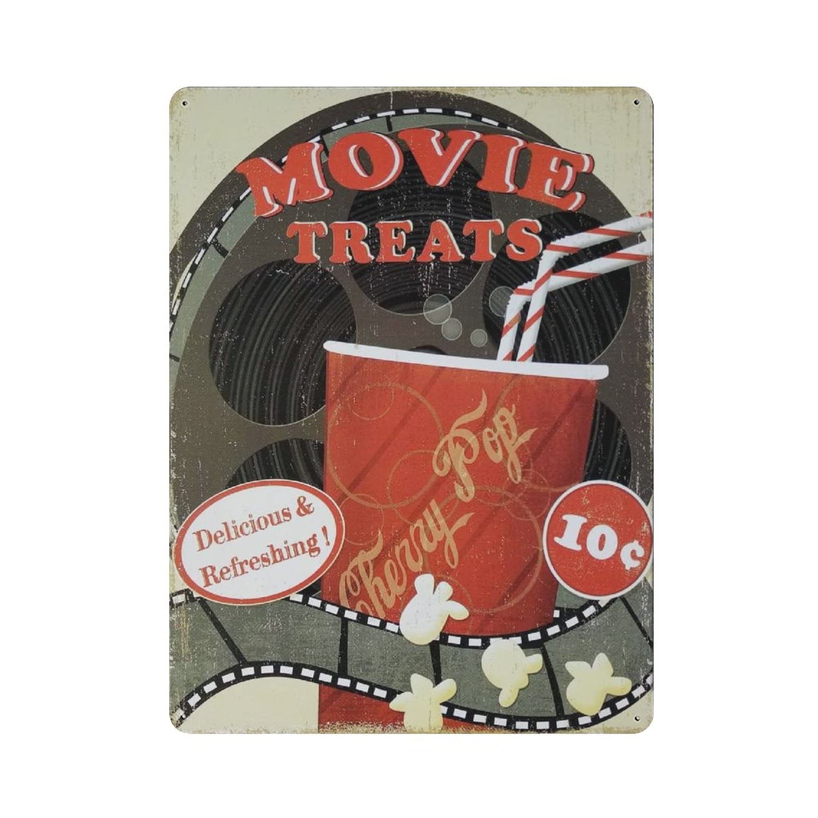Metal Tin Sign Movie Treats Vintage Tin Poster Metal Sign Wall Decoration Country Kitchen Home Garage Decor 16"x12"