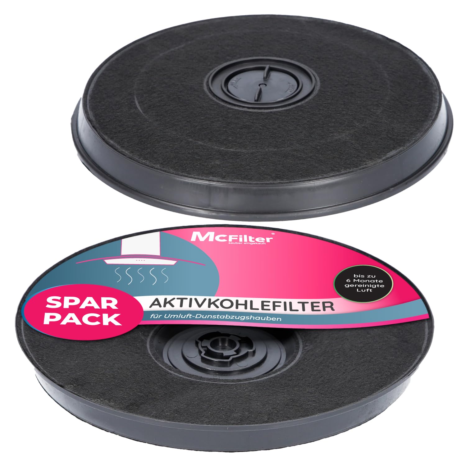2 x Activated Carbon Filter Ø 230 mm for Cooker Hoods Suitable for 11005728 + 11005732 + DHZ2701/01 + 9029793594, for Cooker Hood Bosch, Siemens, AEG, Whirlpool, Faber