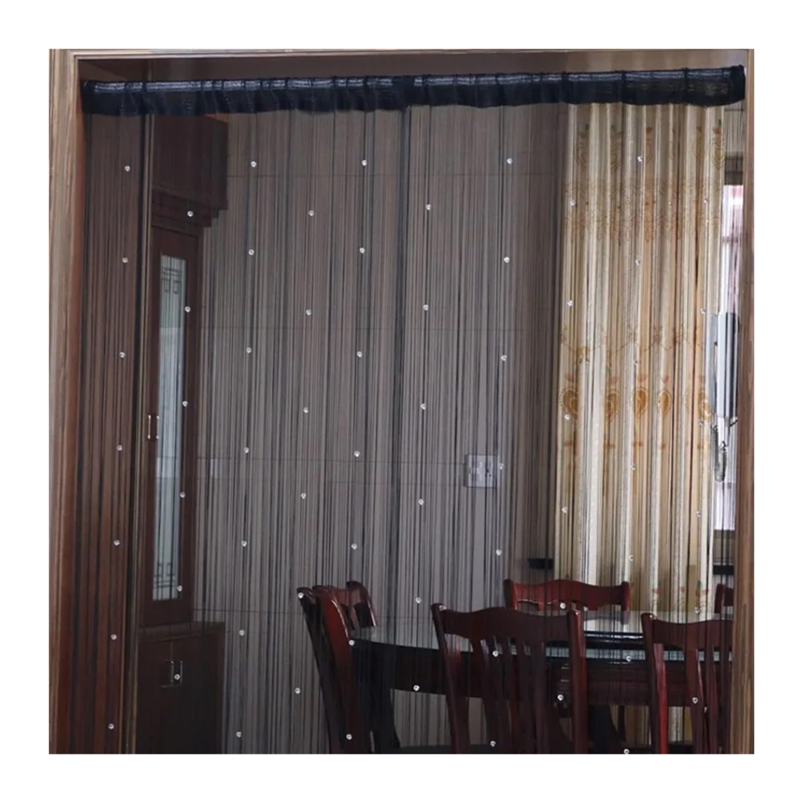Rideau de Perles 300x260 cm Rideau De Perles Chaîne Rideaux Porte Fil Fenêtre Panneau Mural Séparateur Pièce Maison Salon Décor Mariage pour Porte de Balcon(White)