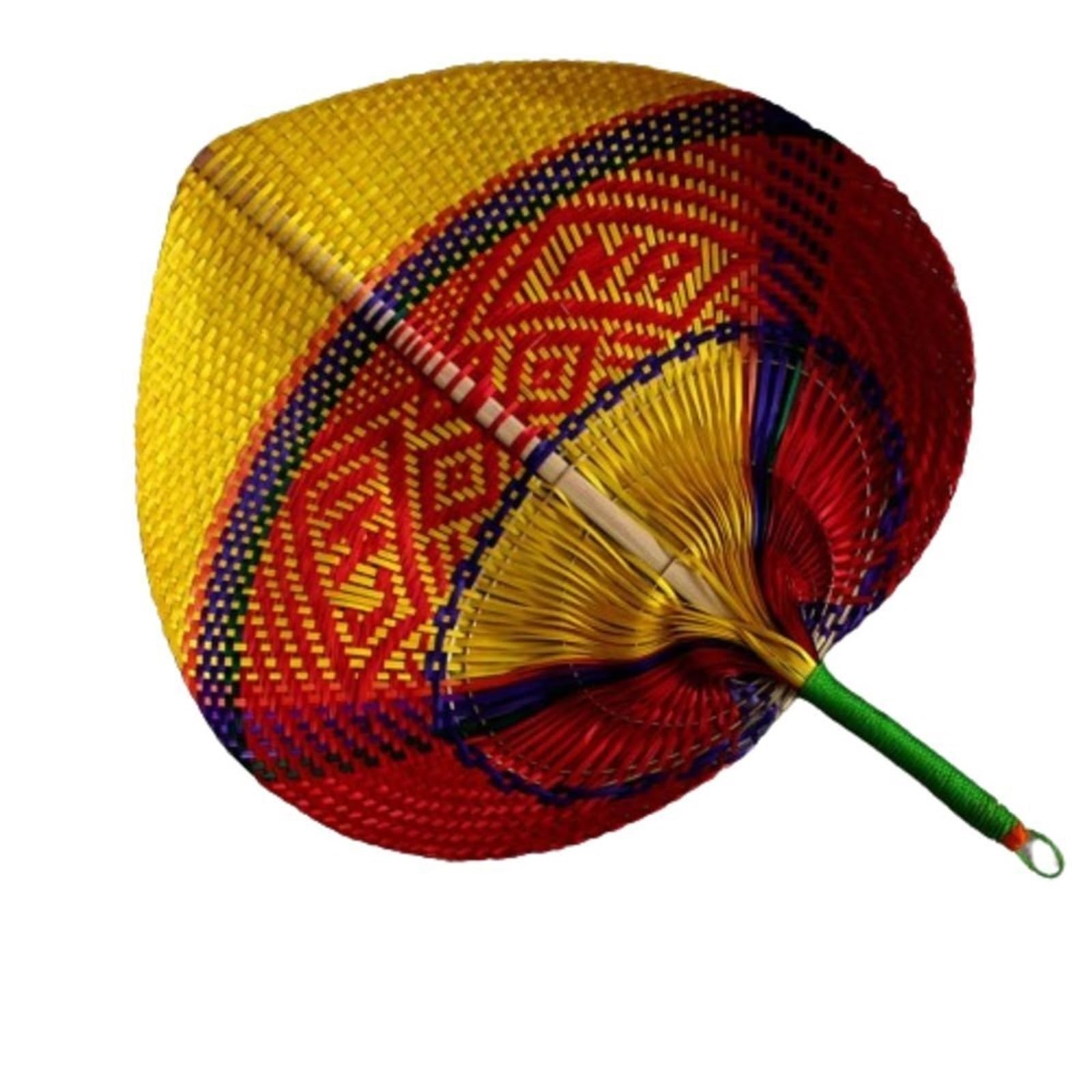 Woven Hand Fan, Woven Hand Fan Heart Bamboo Straw Rattan Chinese Multicolor Summer 25cm(Style 4)